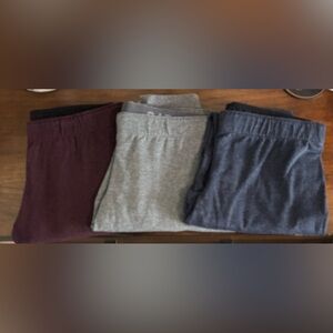 Set of Three yoga pants - Burgundy, Gray, and Navy Blue